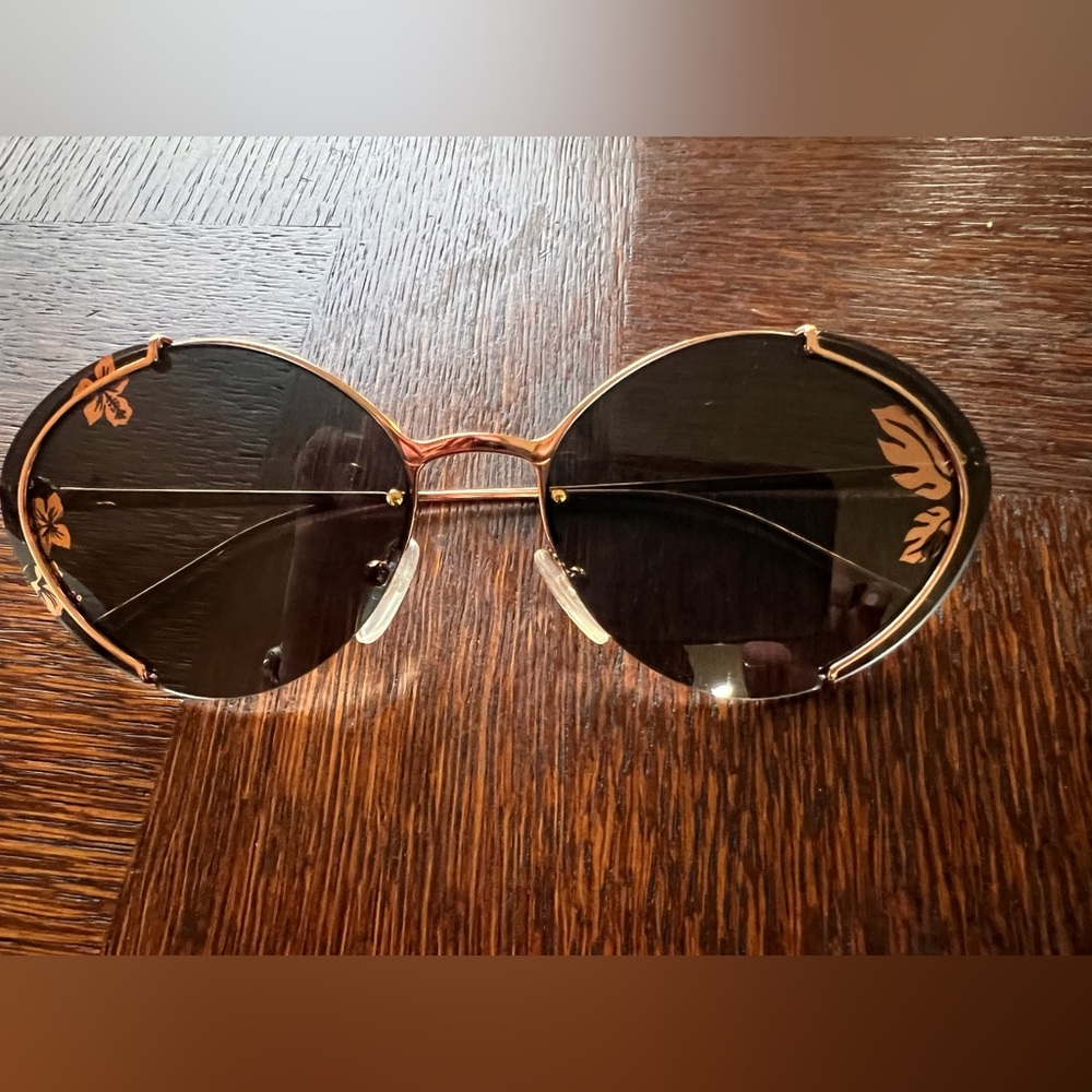 Prada Black Round Sunglasses with Gradient Lenses